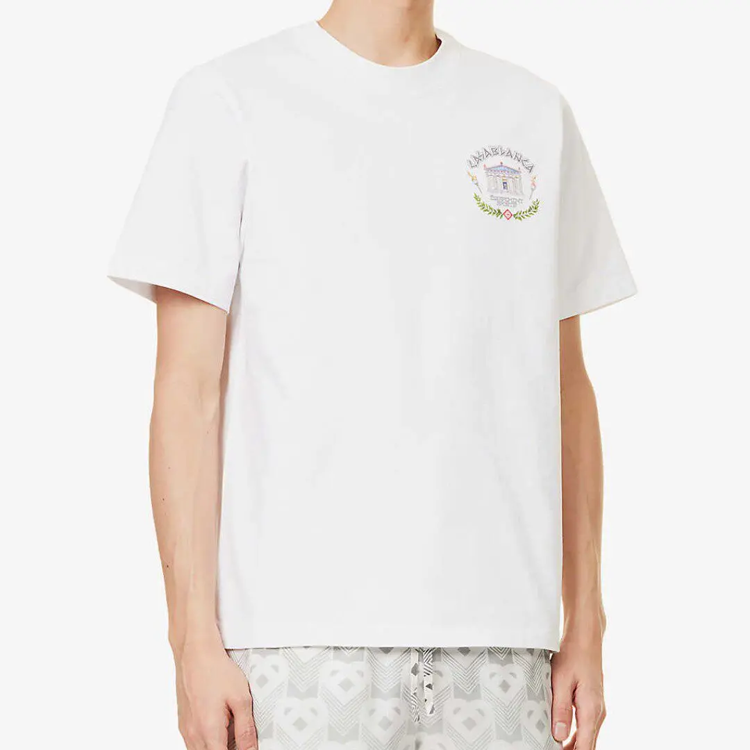 European Style Niche Trend Landscape Print Unisex Summer T-Shirt 220g Heavyweight Pure Cotton Loose Short-Sleeve t Shirt